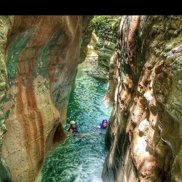 Limestone canyon and river on an excursion